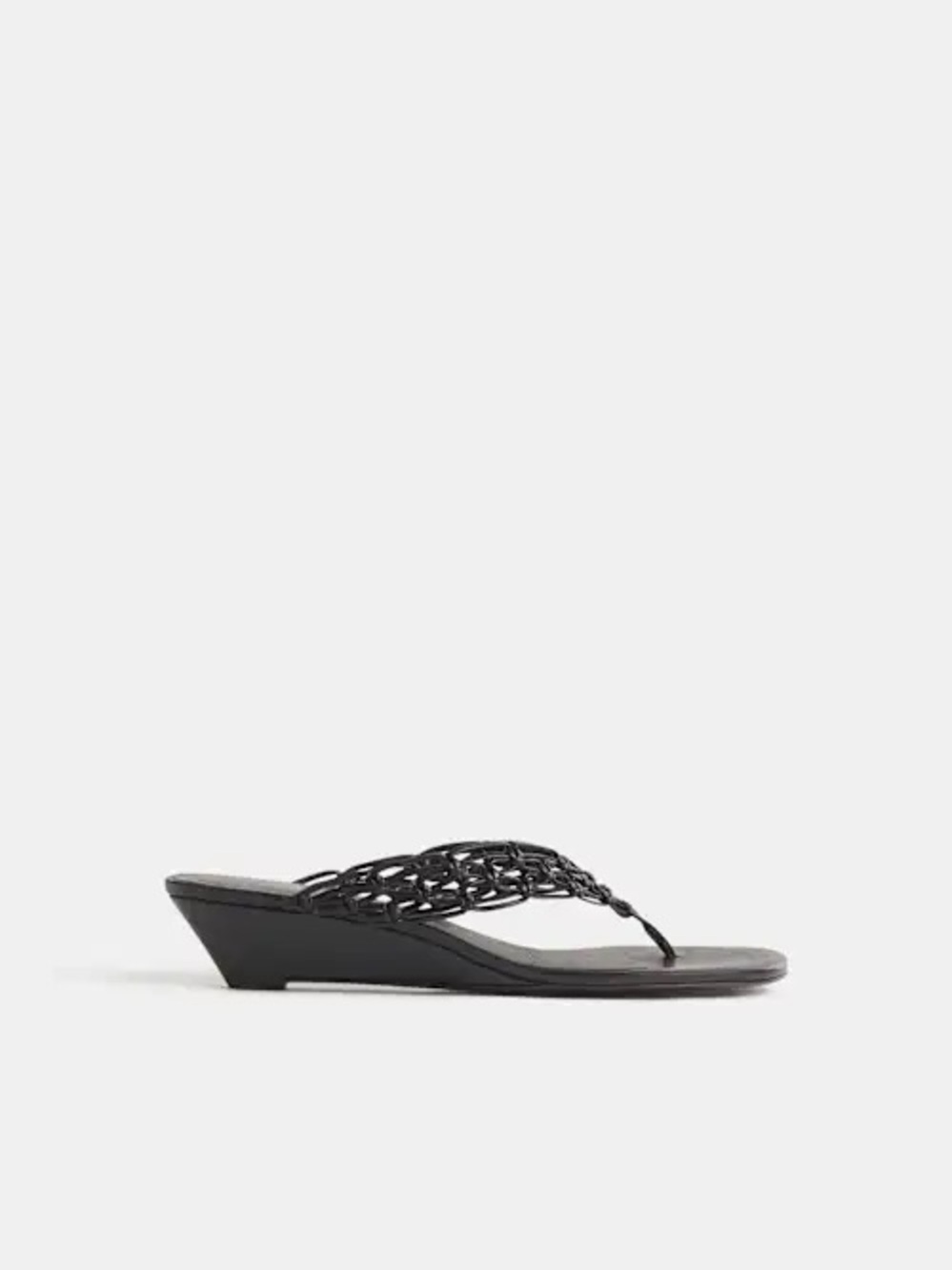 Reformation Libby Wedge Thong Black - Size 6.5